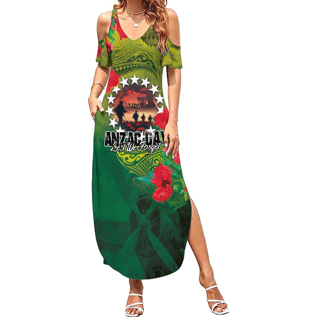 Cook Islands ANDAC Day Summer Maxi Dress Honor and Remember Soliders-Forever in My Thoughts Grunge Style