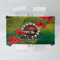Cook Islands ANDAC Day Tablecloth Honor and Remember Soliders-Forever in My Thoughts Grunge Style LT03 Green-Yellow - Polynesian Pride