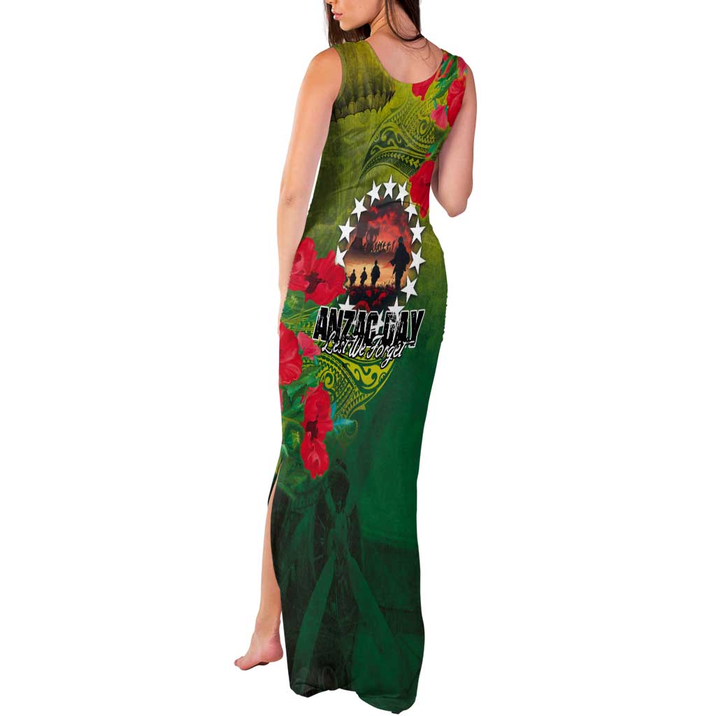 Cook Islands ANDAC Day Tank Maxi Dress Honor and Remember Soliders-Forever in My Thoughts Grunge Style
