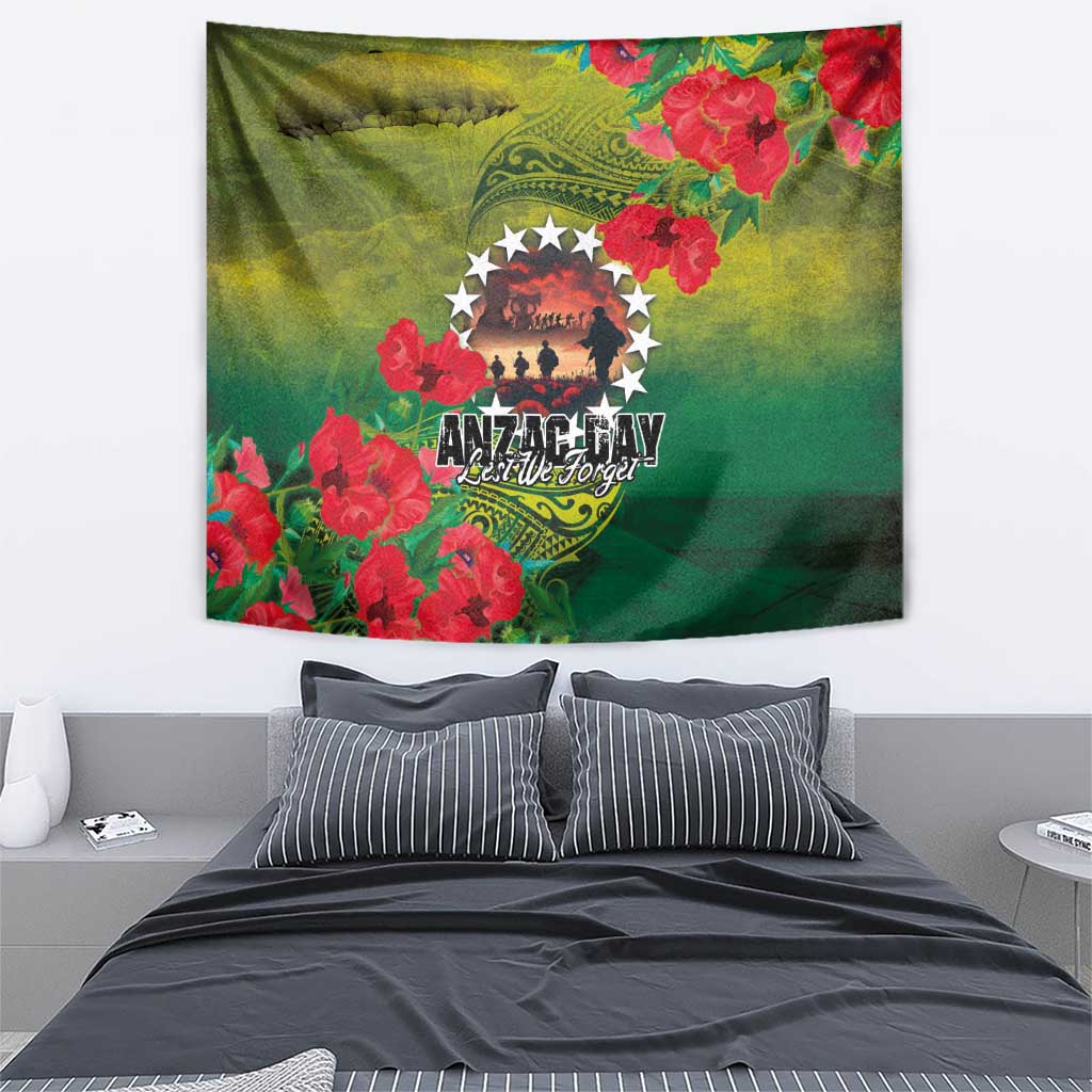 Cook Islands ANDAC Day Tapestry Honor and Remember Soliders-Forever in My Thoughts Grunge Style