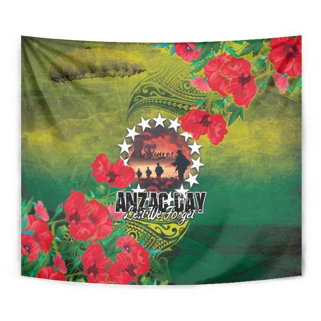 Cook Islands ANDAC Day Tapestry Honor and Remember Soliders-Forever in My Thoughts Grunge Style