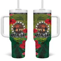 Cook Islands ANDAC Day Tumbler With Handle Honor and Remember Soliders-Forever in My Thoughts Grunge Style LT03 One Size: 40 oz Green-Yellow - Polynesian Pride