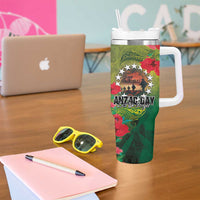 Cook Islands ANDAC Day Tumbler With Handle Honor and Remember Soliders-Forever in My Thoughts Grunge Style LT03 - Polynesian Pride