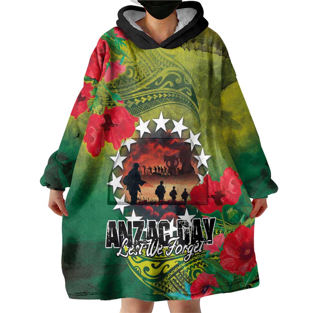 Cook Islands ANDAC Day Wearable Blanket Hoodie Honor and Remember Soliders-Forever in My Thoughts Grunge Style