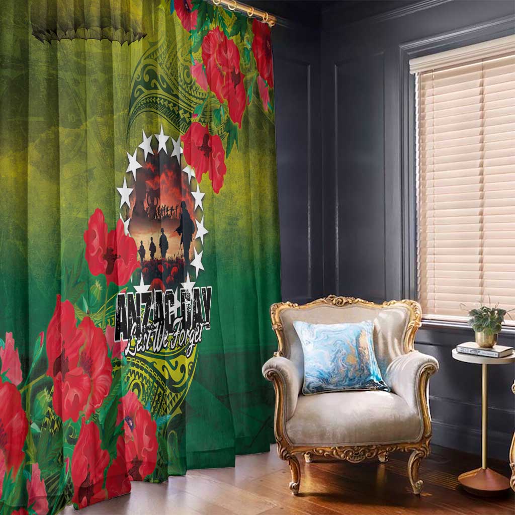 Cook Islands ANDAC Day Window Curtain Honor and Remember Soliders-Forever in My Thoughts Grunge Style LT03 - Polynesian Pride