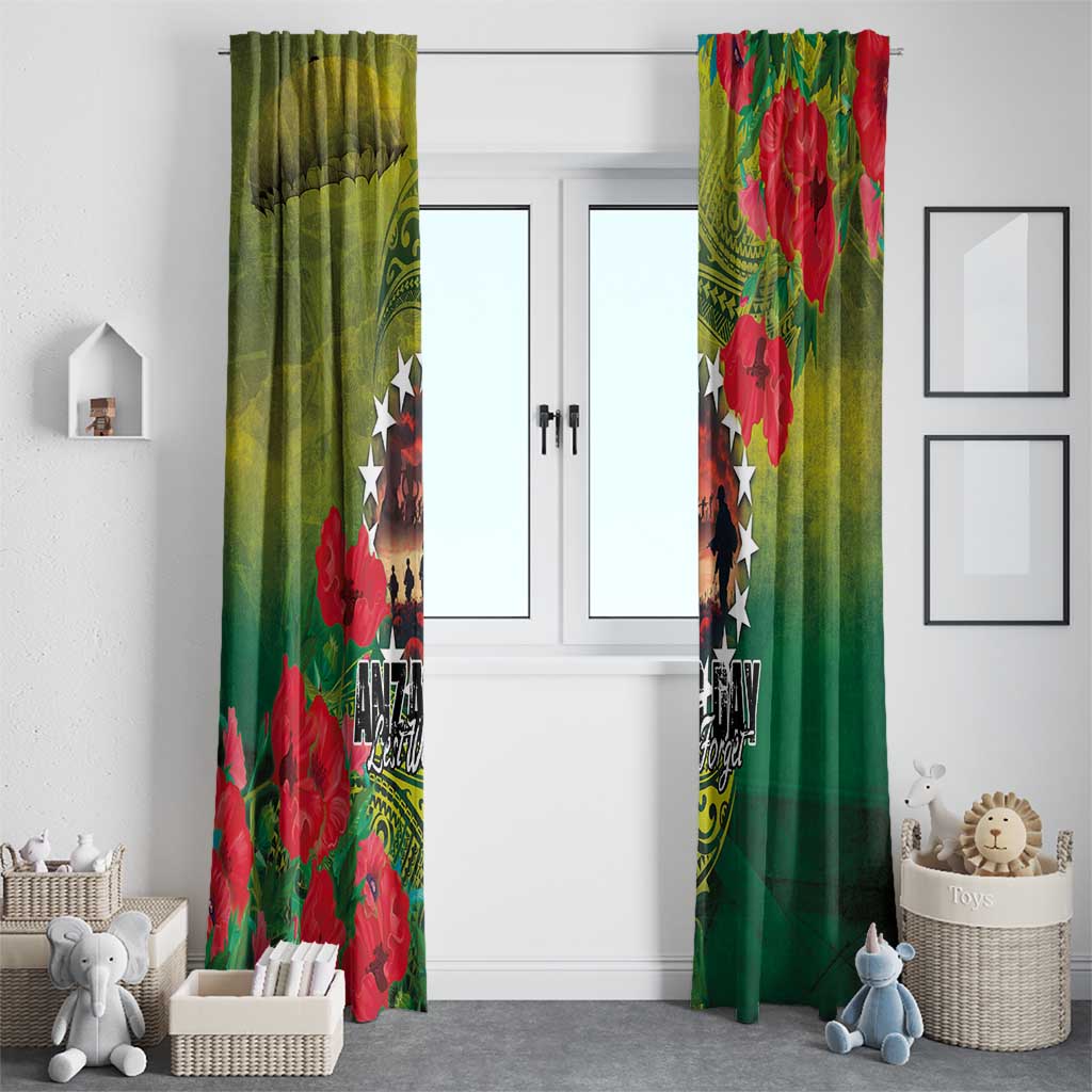 Cook Islands ANDAC Day Window Curtain Honor and Remember Soliders-Forever in My Thoughts Grunge Style LT03 - Polynesian Pride
