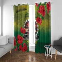 Cook Islands ANDAC Day Window Curtain Honor and Remember Soliders-Forever in My Thoughts Grunge Style LT03 With Grommets Green-Yellow - Polynesian Pride