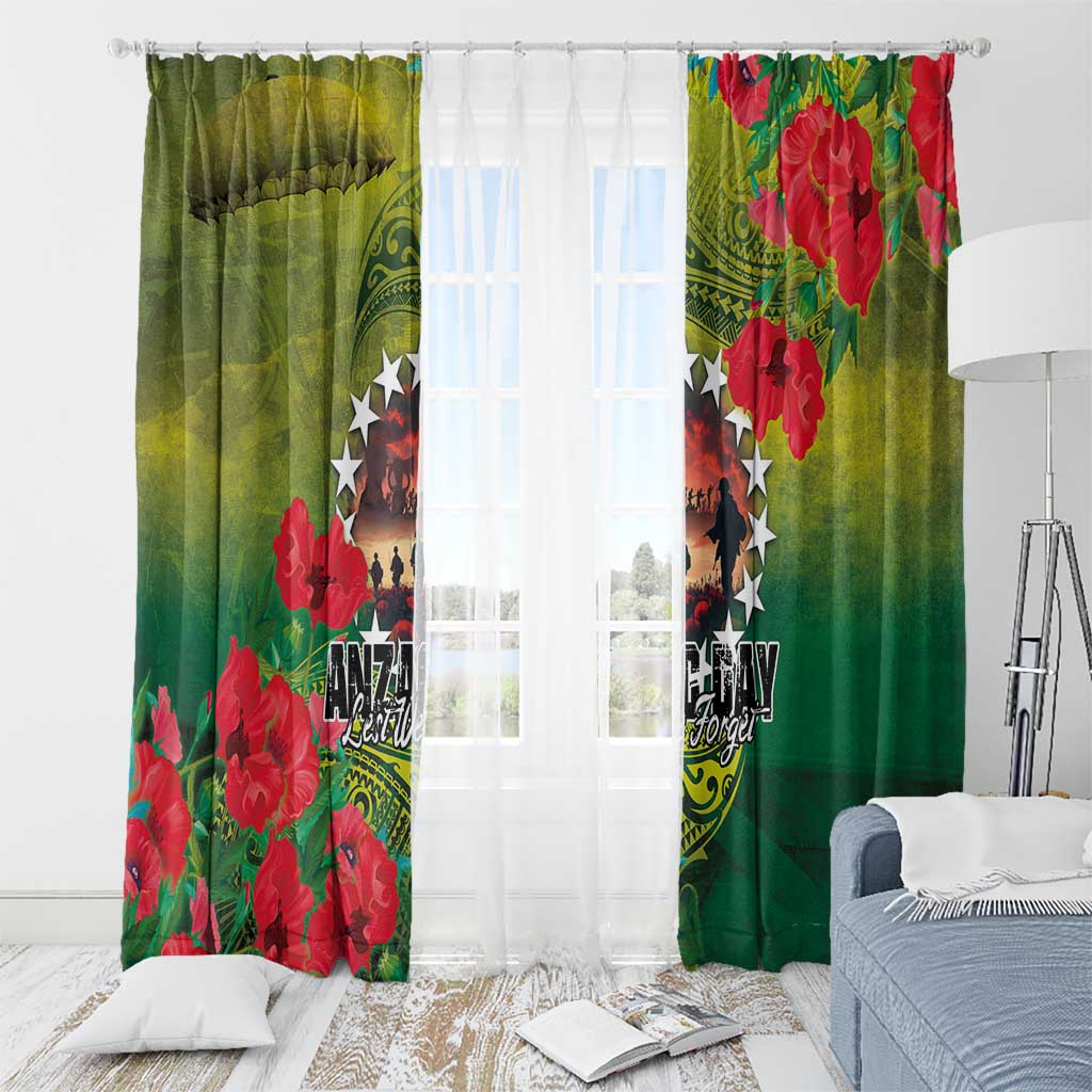Cook Islands ANDAC Day Window Curtain Honor and Remember Soliders-Forever in My Thoughts Grunge Style LT03 - Polynesian Pride