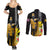 Hawaii King Kamehameha Day Couples Matching Summer Maxi Dress and Long Sleeve Button Shirt Kanaka Maoli Hibiscus Flower and Kakau Pattern