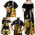 Hawaii King Kamehameha Day Family Matching Off Shoulder Maxi Dress and Hawaiian Shirt Kanaka Maoli Hibiscus Flower and Kakau Pattern