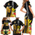 Hawaii King Kamehameha Day Family Matching Short Sleeve Bodycon Dress and Hawaiian Shirt Kanaka Maoli Hibiscus Flower and Kakau Pattern