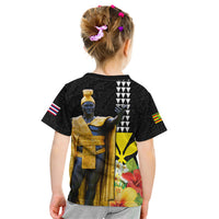 Hawaii King Kamehameha Day Kid T Shirt Kanaka Maoli Hibiscus Flower and Kakau Pattern