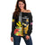 Hawaii King Kamehameha Day Off Shoulder Sweater Kanaka Maoli Hibiscus Flower and Kakau Pattern