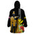 Hawaii King Kamehameha Day Wearable Blanket Hoodie Kanaka Maoli Hibiscus Flower and Kakau Pattern