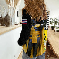 Hawaii King Kamehameha Day Women Casual Shirt Kanaka Maoli Hibiscus Flower and Kakau Pattern