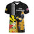 Hawaii King Kamehameha Day Women V-Neck T-Shirt Kanaka Maoli Hibiscus Flower and Kakau Pattern