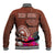 Chamorro Biba Guam Baseball Jacket Latte Stone Tribal and Hibiscus Flower Tapa Pattern