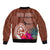 Chamorro Biba Guam Bomber Jacket Latte Stone Tribal and Hibiscus Flower Tapa Pattern