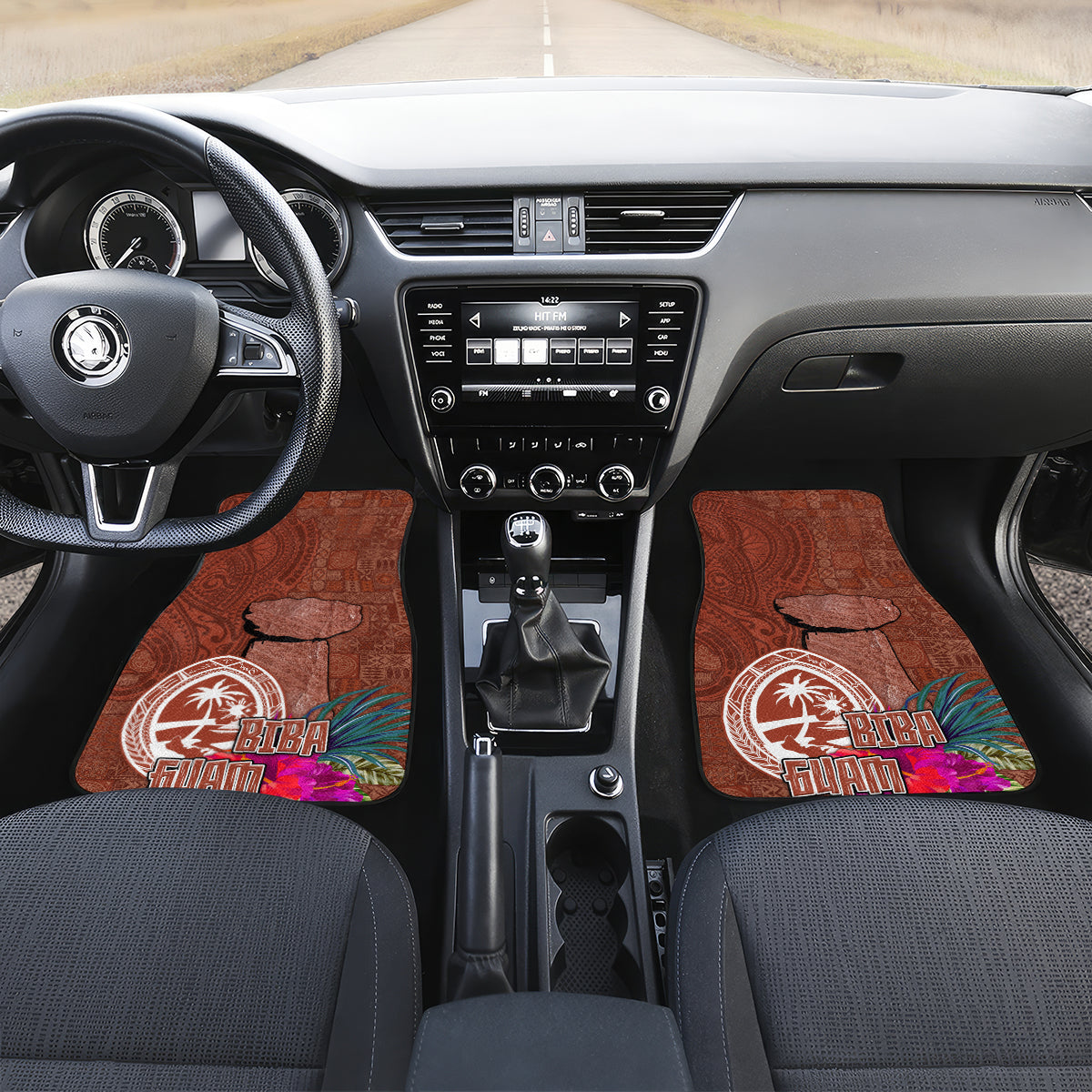 Chamorro Biba Guam Car Mats Latte Stone Tribal and Hibiscus Flower Tapa Pattern