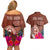 Chamorro Biba Guam Couples Matching Off Shoulder Short Dress and Hawaiian Shirt Latte Stone Tribal and Hibiscus Flower Tapa Pattern