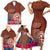 Chamorro Biba Guam Family Matching Short Sleeve Bodycon Dress and Hawaiian Shirt Latte Stone Tribal and Hibiscus Flower Tapa Pattern