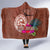 Chamorro Biba Guam Hooded Blanket Latte Stone Tribal and Hibiscus Flower Tapa Pattern