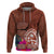 Chamorro Biba Guam Hoodie Latte Stone Tribal and Hibiscus Flower Tapa Pattern