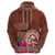 Chamorro Biba Guam Hoodie Latte Stone Tribal and Hibiscus Flower Tapa Pattern