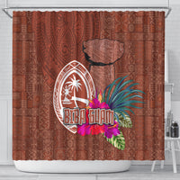 Chamorro Biba Guam Shower Curtain Latte Stone Tribal and Hibiscus Flower Tapa Pattern