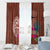 Chamorro Biba Guam Window Curtain Latte Stone Tribal and Hibiscus Flower Tapa Pattern