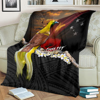 Papua New Guinea Remembrance Day Blanket Bird of Paradise Plumeria Flower and Polynesian Pattern LT03 - Polynesian Pride