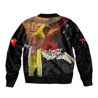 Papua New Guinea Remembrance Day Bomber Jacket Bird of Paradise Plumeria Flower and Polynesian Pattern LT03 - Polynesian Pride