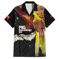 Papua New Guinea Remembrance Day Family Matching Off The Shoulder Long Sleeve Dress and Hawaiian Shirt Bird of Paradise Plumeria Flower and Polynesian Pattern