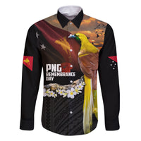 Papua New Guinea Remembrance Day Family Matching Off Shoulder Short Dress and Hawaiian Shirt Bird of Paradise Plumeria Flower and Polynesian Pattern