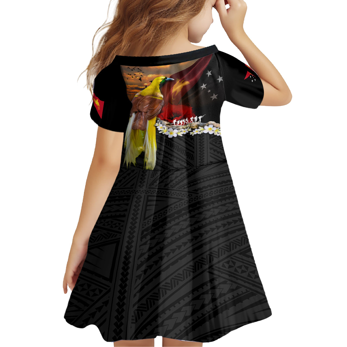Papua New Guinea Remembrance Day Family Matching Summer Maxi Dress and Hawaiian Shirt Bird of Paradise Plumeria Flower and Polynesian Pattern