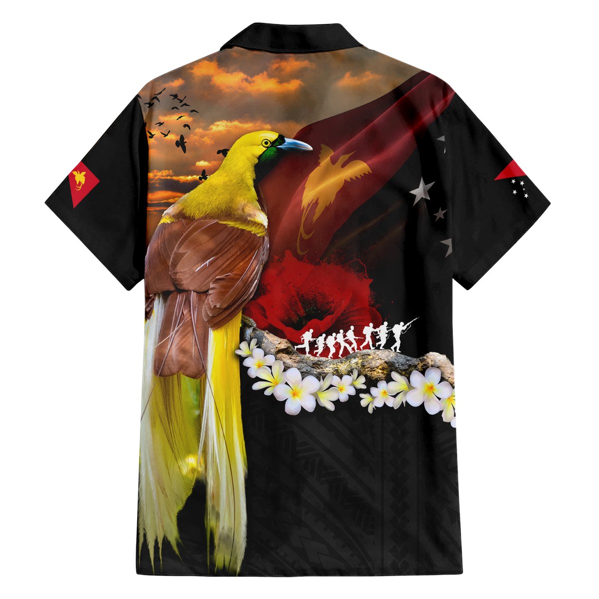 Papua New Guinea Remembrance Day Hawaiian Shirt Bird of Paradise Plumeria Flower and Polynesian Pattern LT03 - Polynesian Pride