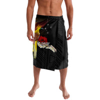 Papua New Guinea Remembrance Day Lavalava Bird of Paradise Plumeria Flower and Polynesian Pattern LT03 Black - Polynesian Pride