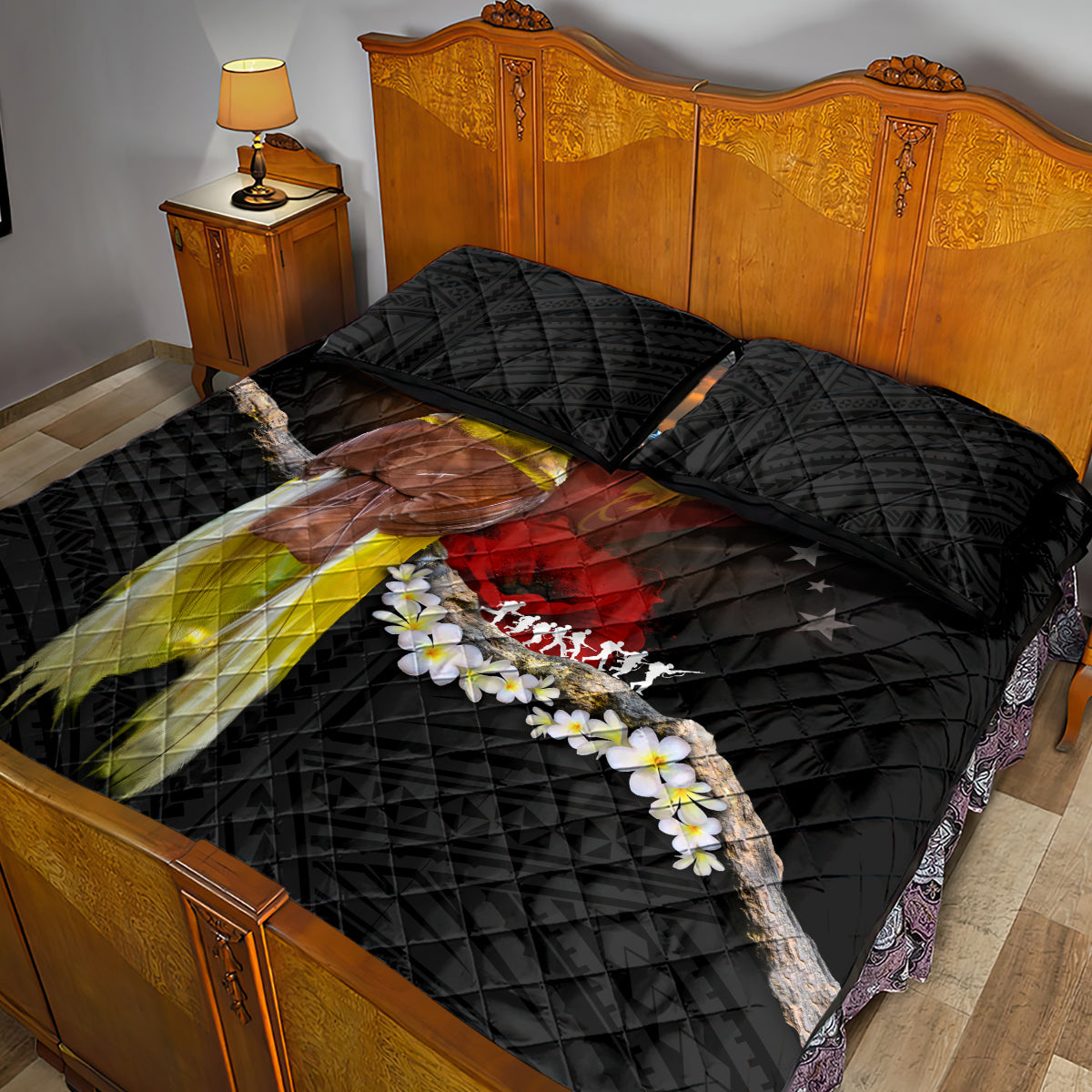 Papua New Guinea Remembrance Day Quilt Bed Set Bird of Paradise Plumeria Flower and Polynesian Pattern LT03 - Polynesian Pride
