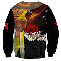 Papua New Guinea Remembrance Day Sweatshirt Bird of Paradise Plumeria Flower and Polynesian Pattern LT03 - Polynesian Pride