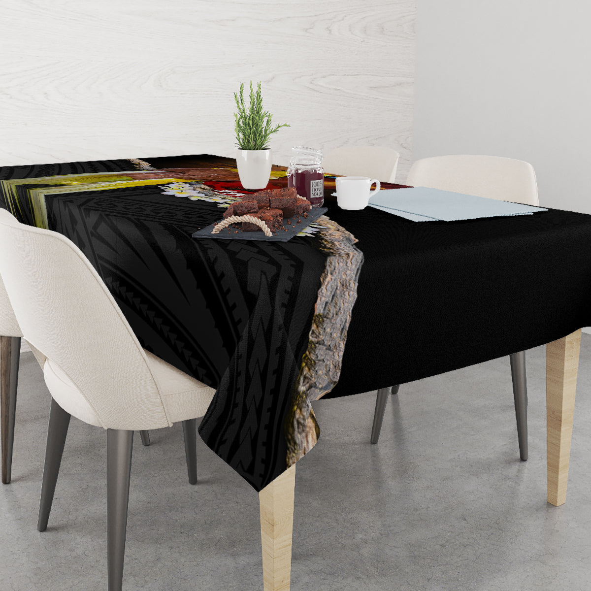Papua New Guinea Remembrance Day Tablecloth Bird of Paradise Plumeria Flower and Polynesian Pattern LT03 - Polynesian Pride