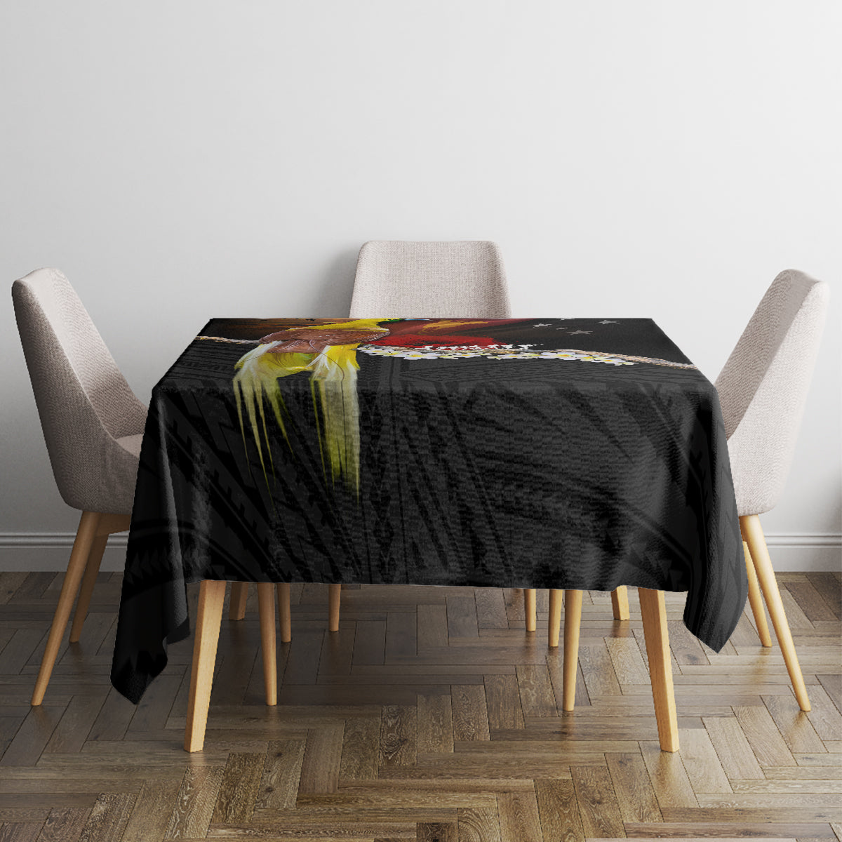 Papua New Guinea Remembrance Day Tablecloth Bird of Paradise Plumeria Flower and Polynesian Pattern LT03 - Polynesian Pride