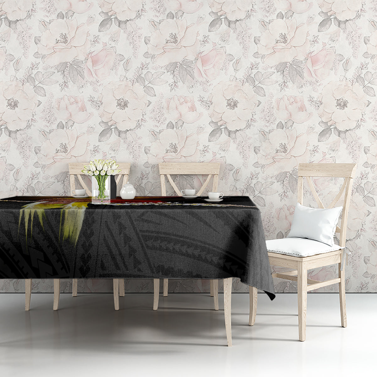 Papua New Guinea Remembrance Day Tablecloth Bird of Paradise Plumeria Flower and Polynesian Pattern LT03 - Polynesian Pride