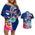 Guam Liberation Couples Matching Off Shoulder Short Dress and Hawaiian Shirt Latte Stone and Guahan Seal Jungle Flower