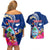 Guam Liberation Couples Matching Off Shoulder Short Dress and Hawaiian Shirt Latte Stone and Guahan Seal Jungle Flower