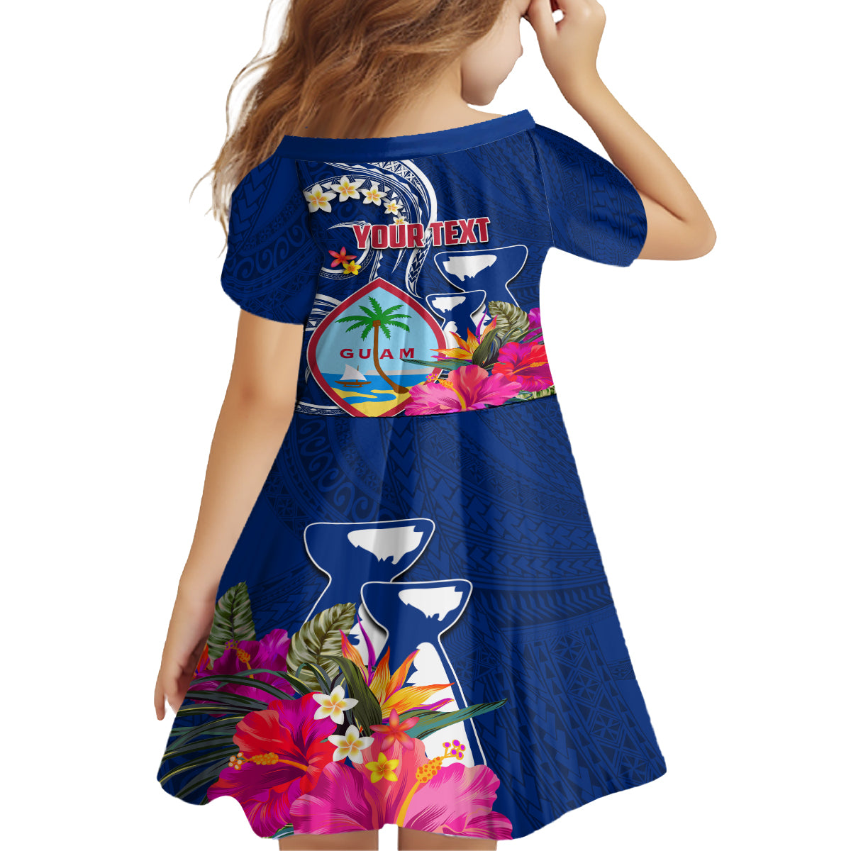 Guam Liberation Family Matching Long Sleeve Bodycon Dress and Hawaiian Shirt Latte Stone and Guahan Seal Jungle Flower