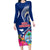 Guam Liberation Family Matching Long Sleeve Bodycon Dress and Hawaiian Shirt Latte Stone and Guahan Seal Jungle Flower