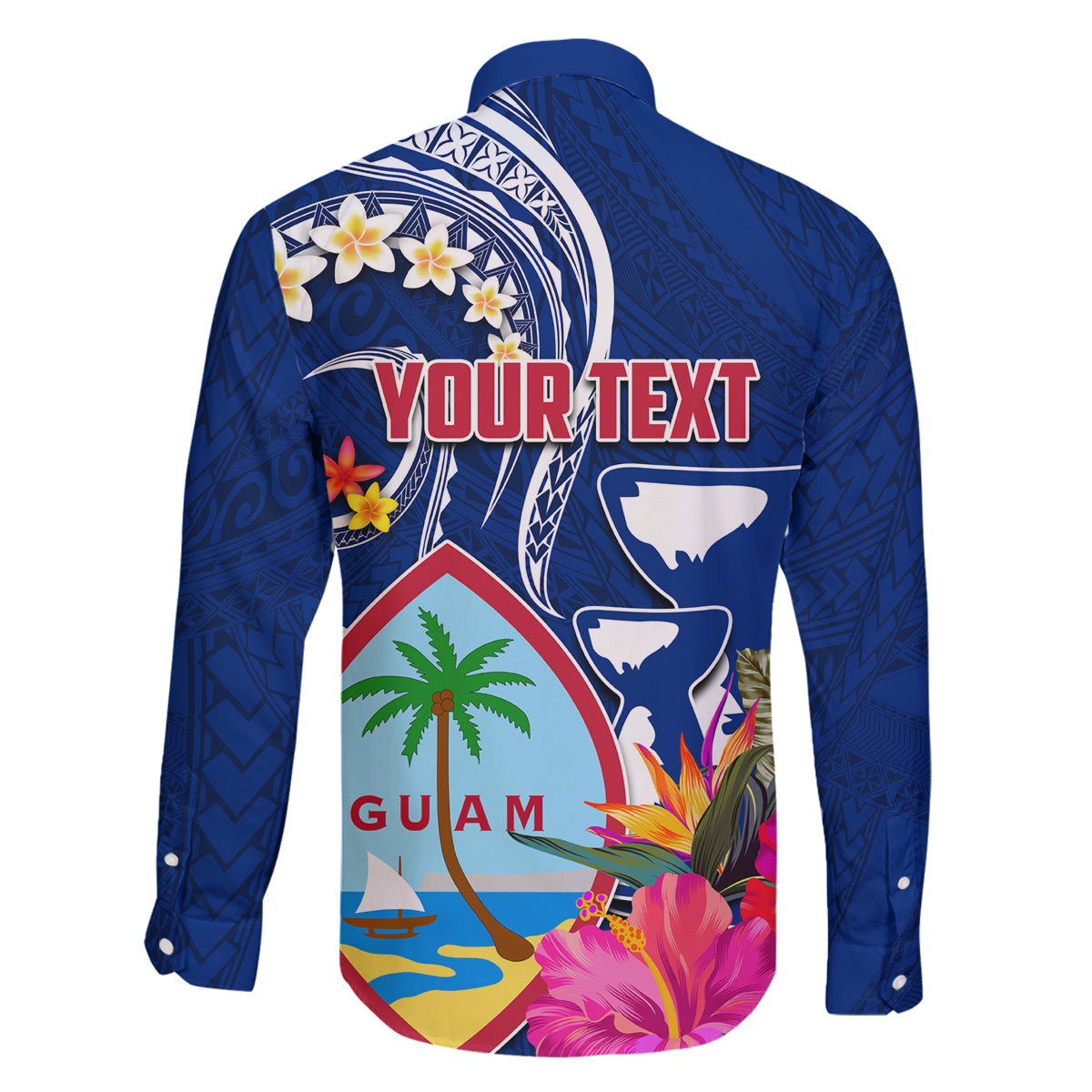 Guam Liberation Family Matching Off The Shoulder Long Sleeve Dress and Hawaiian Shirt Latte Stone and Guahan Seal Jungle Flower