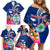 Guam Liberation Family Matching Off Shoulder Short Dress and Hawaiian Shirt Latte Stone and Guahan Seal Jungle Flower