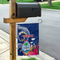 Personalised Guam Liberation Garden Flag Latte Stone and Guahan Seal Jungle Flower