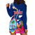 Guam Liberation Hoodie Dress Latte Stone and Guahan Seal Jungle Flower